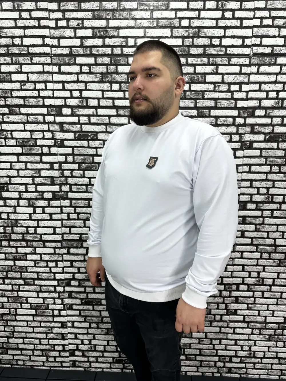 Büyük Beden Erkek Yeni Sezon Sweat Beyaz Kırmızı Siyah Lacivert Renk Dikiş Amblem