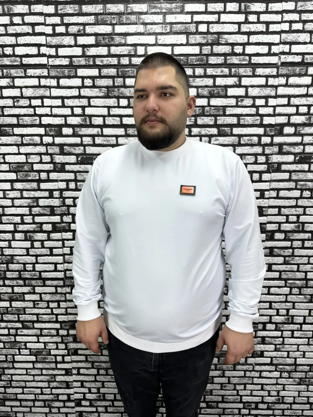 Büyük Beden Erkek Yeni Sezon Sweat Beyaz Kırmızı Siyah Lacivert Renk Dikiş Amblem