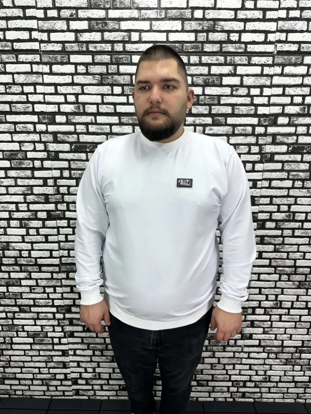 Büyük Beden Erkek Yeni Sezon Sweat Beyaz Kırmızı Siyah Lacivert Renk Dikiş Amblem