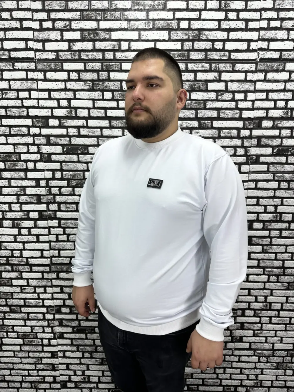 Büyük Beden Erkek Yeni Sezon Sweat Beyaz Kırmızı Siyah Lacivert Renk Dikiş Amblem
