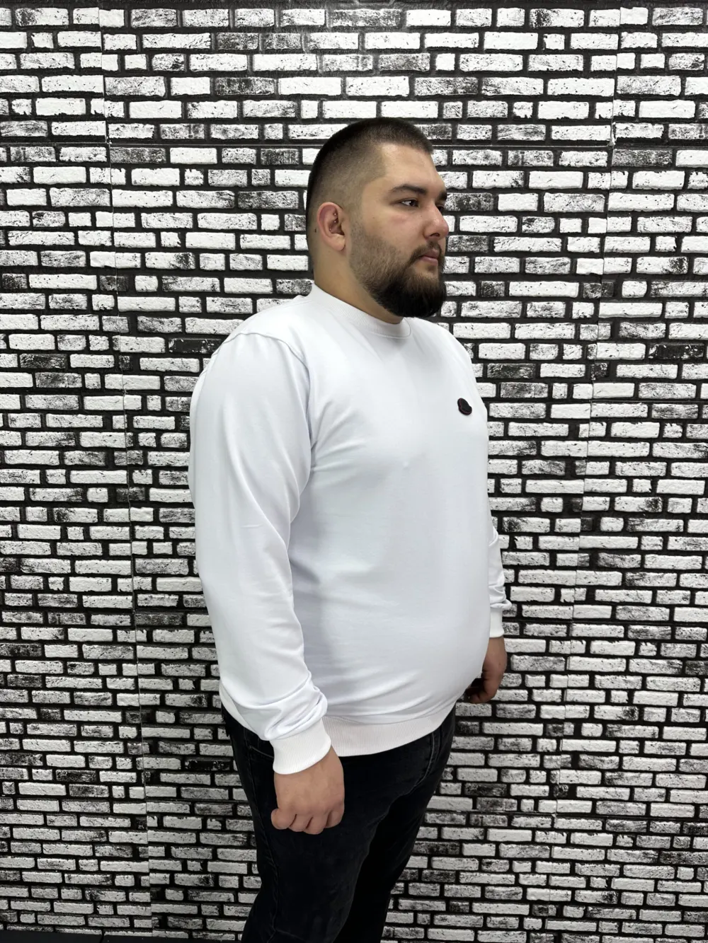 Büyük Beden Erkek Yeni Sezon Sweat Beyaz Kırmızı Siyah Lacivert Renk Dikiş Amblem