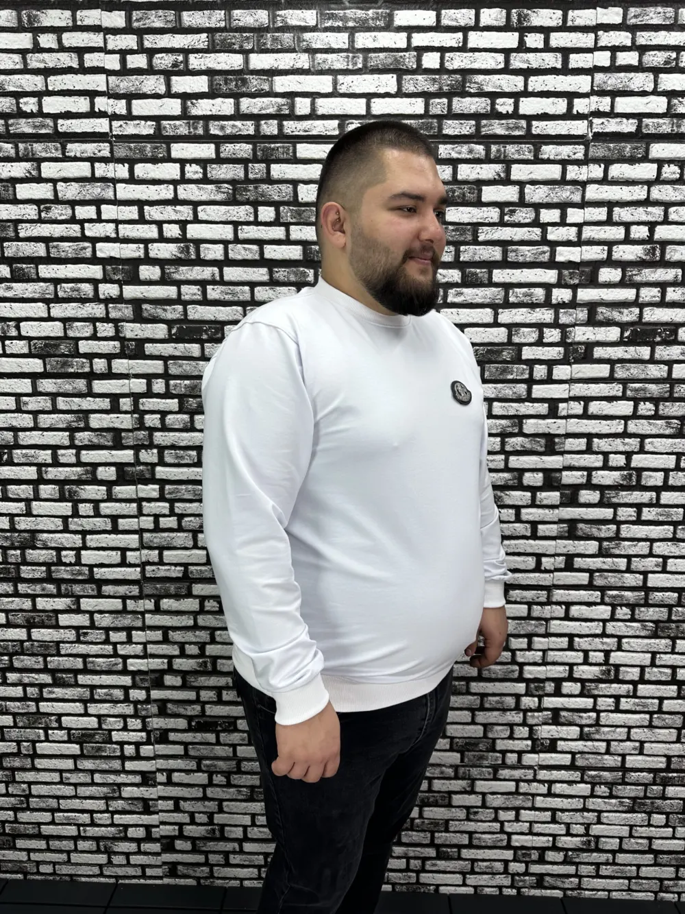 Büyük Beden Erkek Yeni Sezon Sweat Beyaz Kırmızı Siyah Lacivert Renk Dikiş Amblem