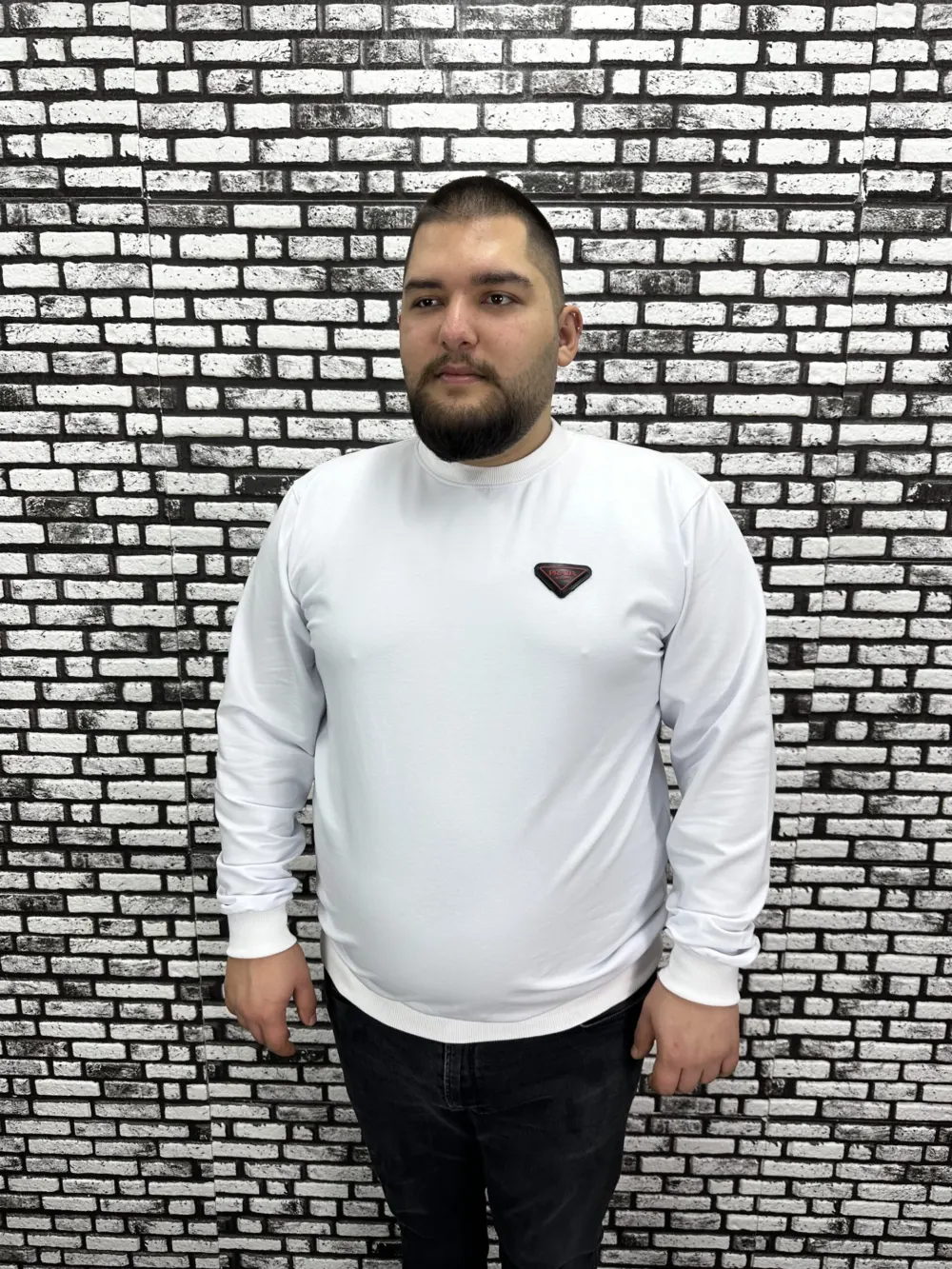 Büyük Beden Erkek Yeni Sezon Sweat Beyaz Kırmızı Siyah Lacivert Renk Dikiş Amblem