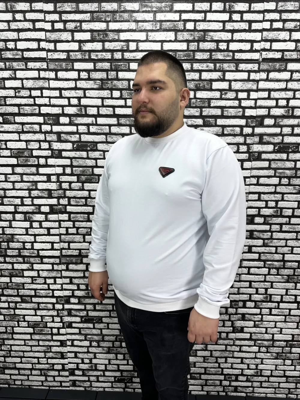 Büyük Beden Erkek Yeni Sezon Sweat Beyaz Kırmızı Siyah Lacivert Renk Dikiş Amblem