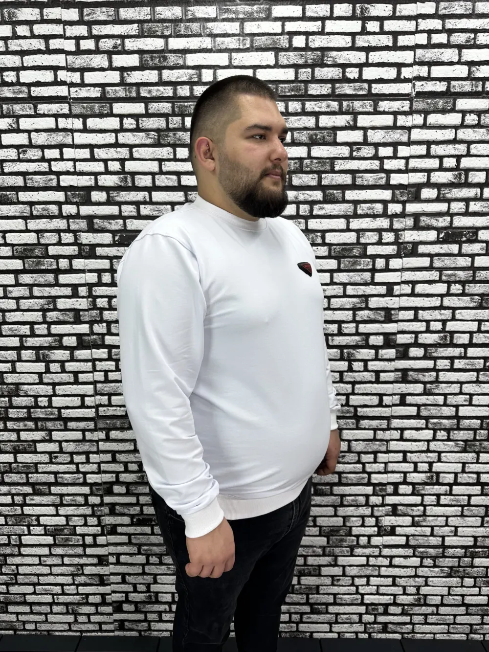 Büyük Beden Erkek Yeni Sezon Sweat Beyaz Kırmızı Siyah Lacivert Renk Dikiş Amblem