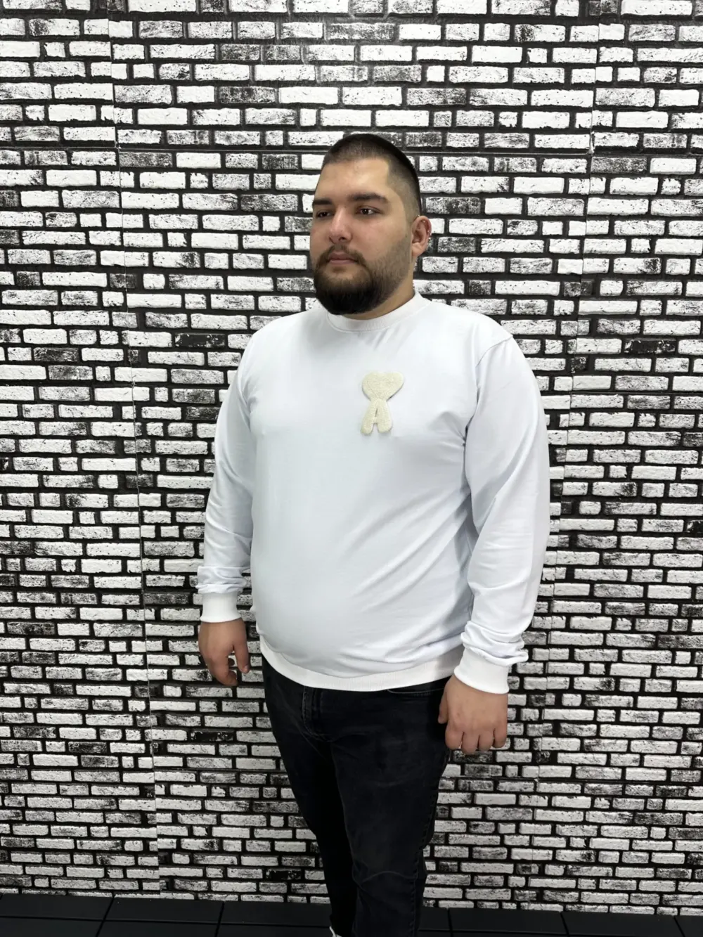 Büyük Beden Erkek Yeni Sezon Sweat Beyaz Kırmızı Siyah Lacivert Renk Dikiş Amblem