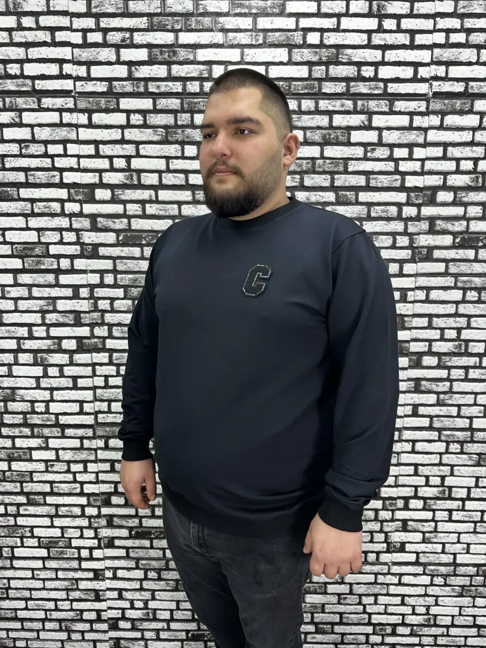 Büyük Beden Erkek Yeni Sezon Sweat Beyaz Kırmızı Siyah Lacivert Renk Dikiş Amblem