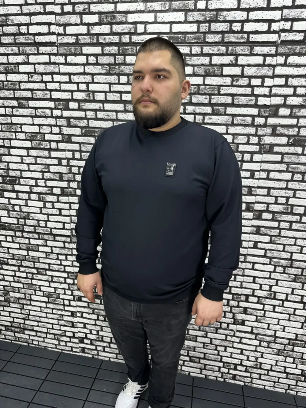 Büyük Beden Erkek Yeni Sezon Sweat Beyaz Kırmızı Siyah Lacivert Renk Dikiş Amblem