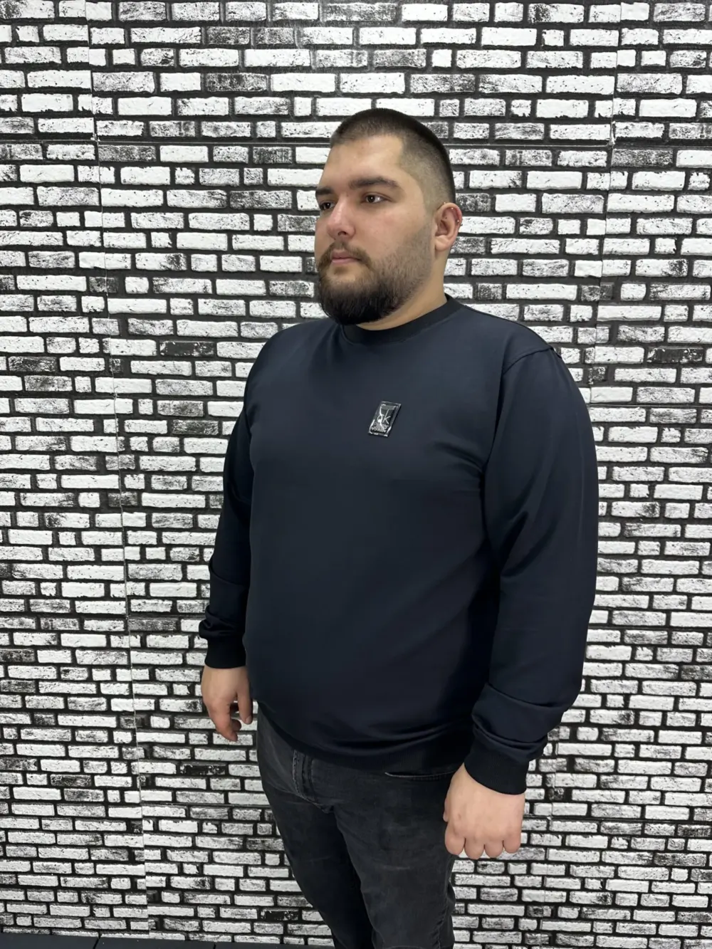 Büyük Beden Erkek Yeni Sezon Sweat Beyaz Kırmızı Siyah Lacivert Renk Dikiş Amblem