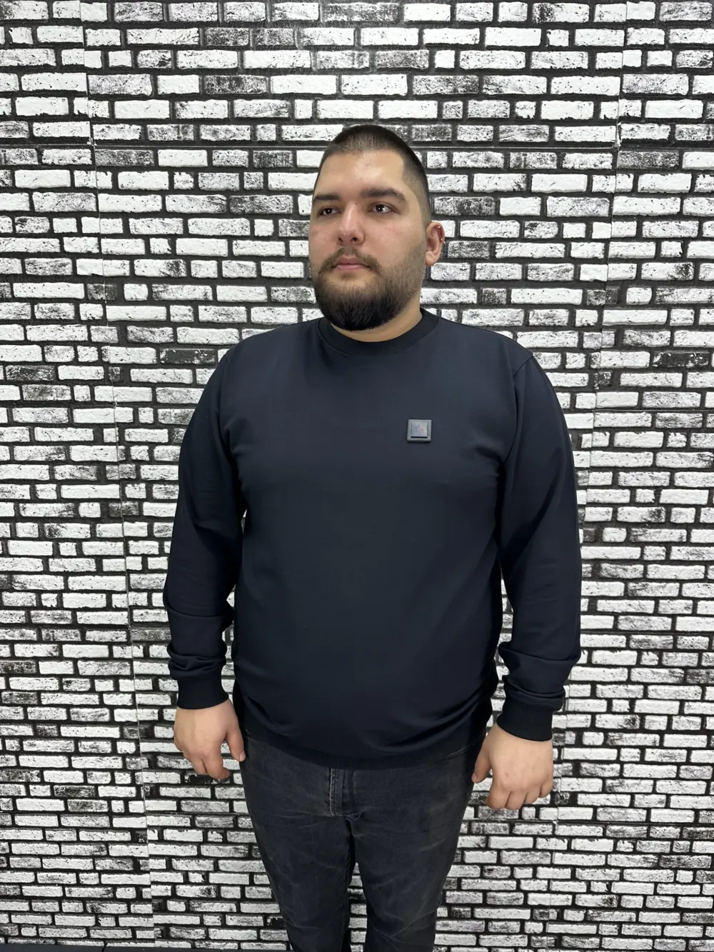 Büyük Beden Erkek Yeni Sezon Sweat Beyaz Kırmızı Siyah Lacivert Renk Dikiş Amblem