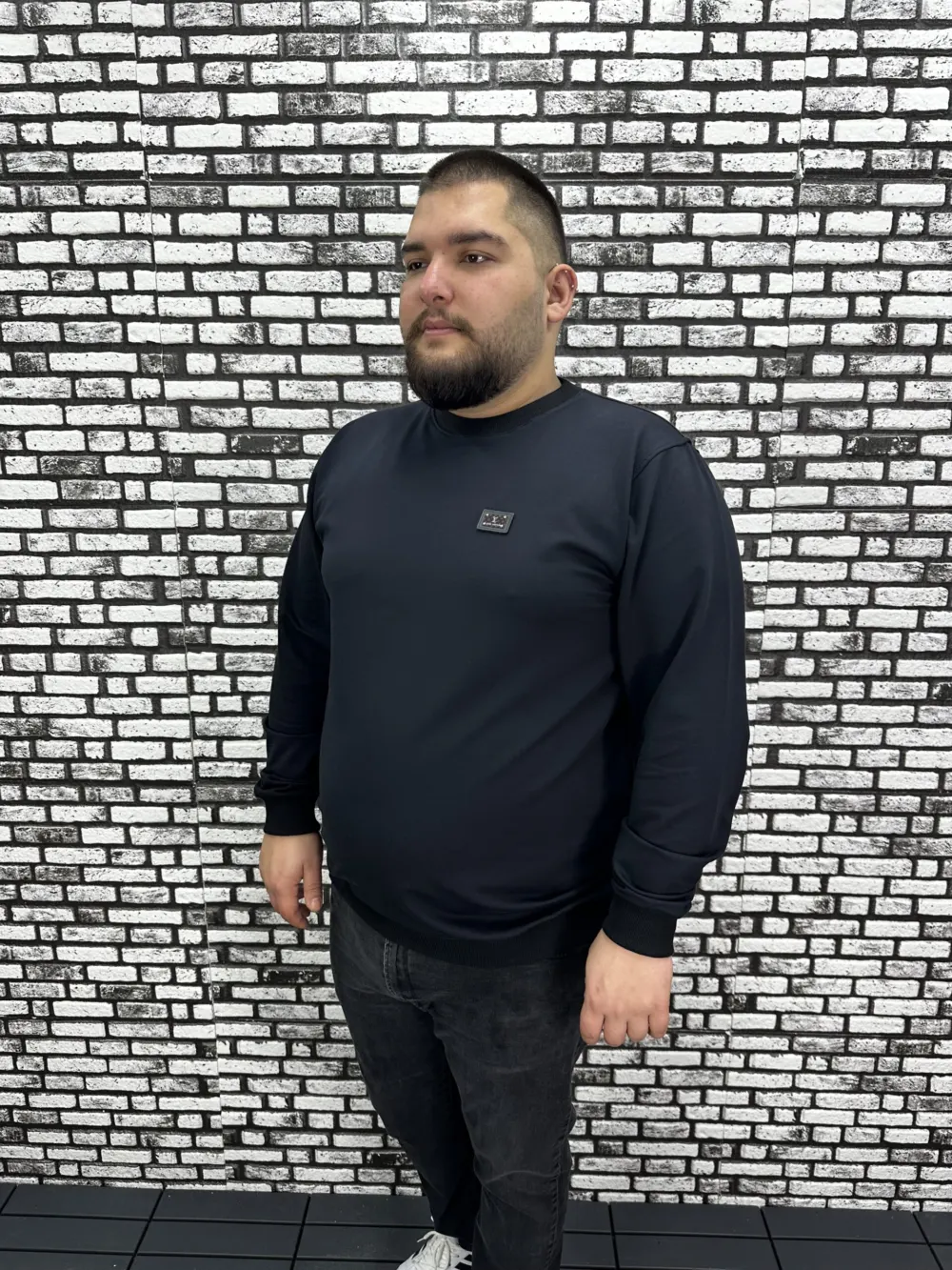 Büyük Beden Erkek Yeni Sezon Sweat Beyaz Kırmızı Siyah Lacivert Renk Dikiş Amblem
