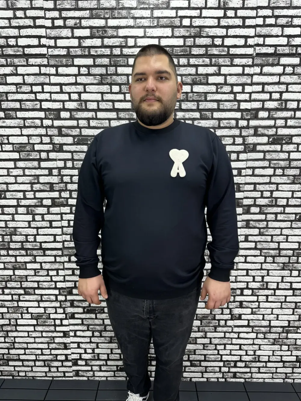 Büyük Beden Erkek Yeni Sezon Sweat Beyaz Kırmızı Siyah Lacivert Renk Dikiş Amblem