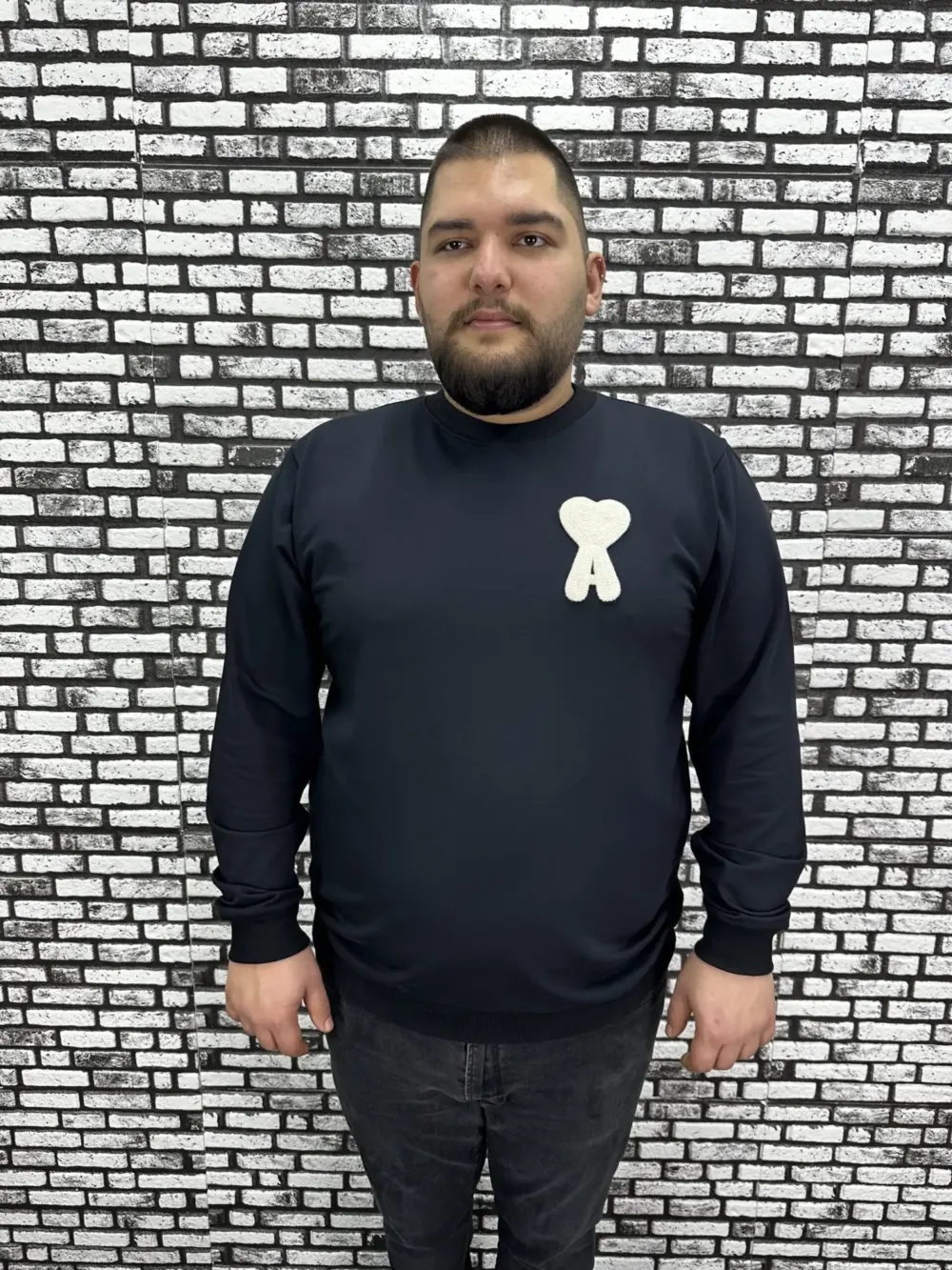 Büyük Beden Erkek Yeni Sezon Sweat Beyaz Kırmızı Siyah Lacivert Renk Dikiş Amblem