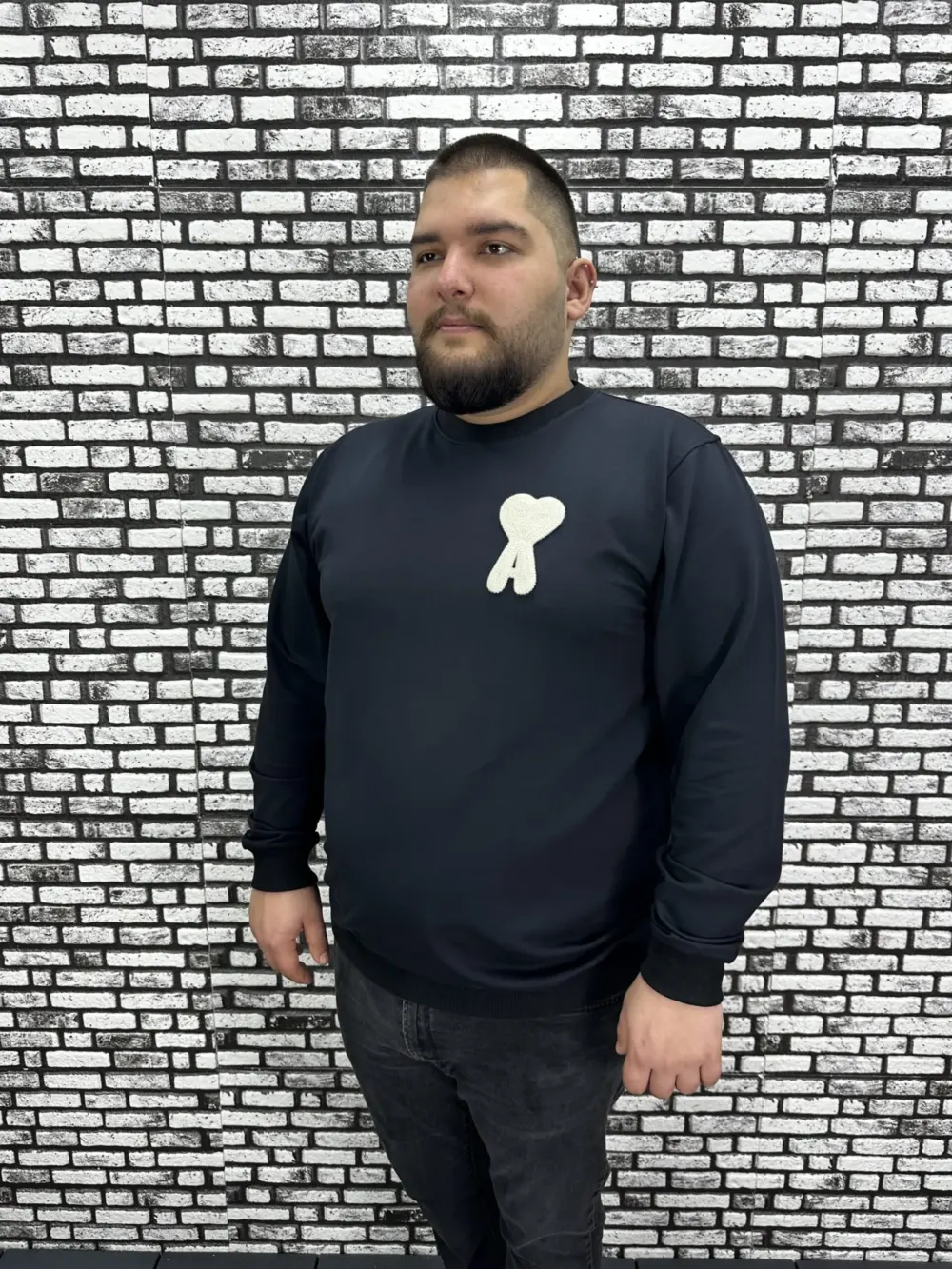 Büyük Beden Erkek Yeni Sezon Sweat Beyaz Kırmızı Siyah Lacivert Renk Dikiş Amblem