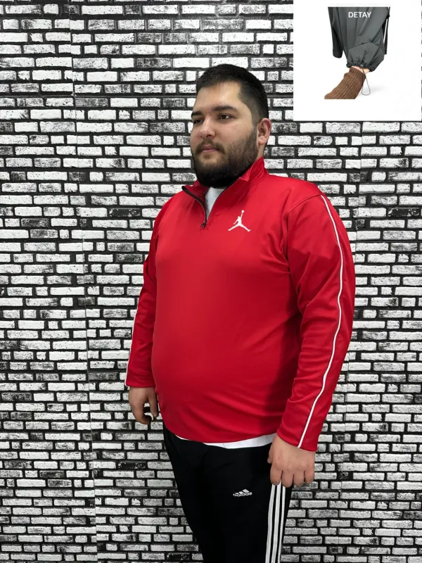 Dalgıç Kumaş Erkek Büyük Beden Yarım Fermuar Altı Lastikli Dijital Baskı Sweat 2 Renk