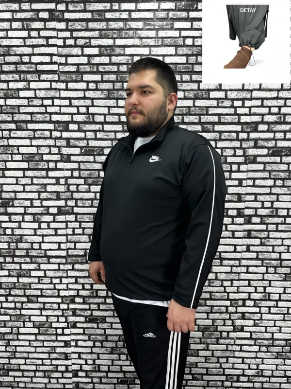 Dalgıç Kumaş Erkek Büyük Beden Yarım Fermuar Altı Lastikli Dijital Baskı Sweat 2 Renk