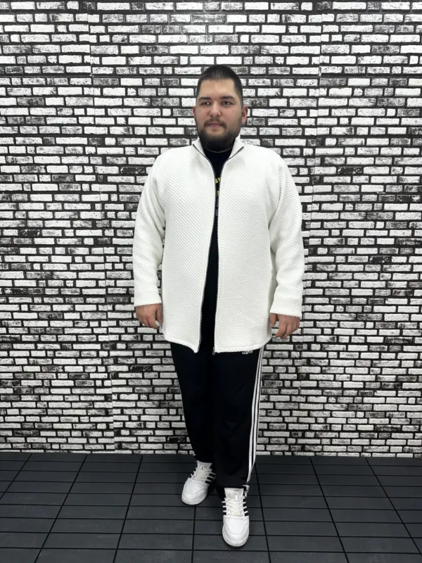 Büyük Beden Erkek Uzun Salaş Örme Kalın Hırka