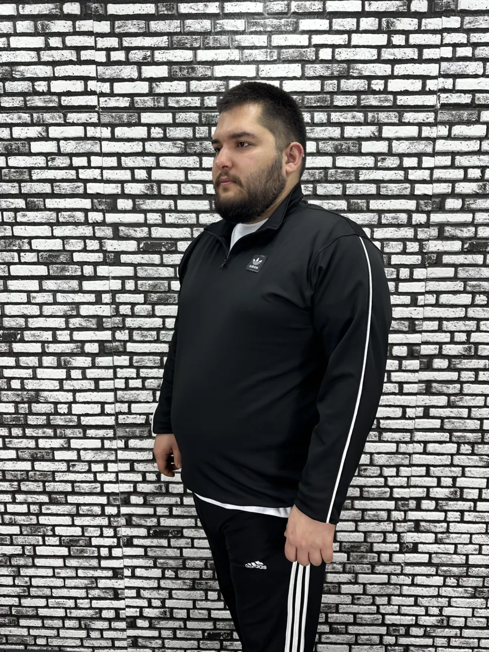 Dalgıç Kumaş Erkek Büyük Beden Yarım Fermuar Altı Lastikli Kauçuk Dikiş Sweat 2 Renk