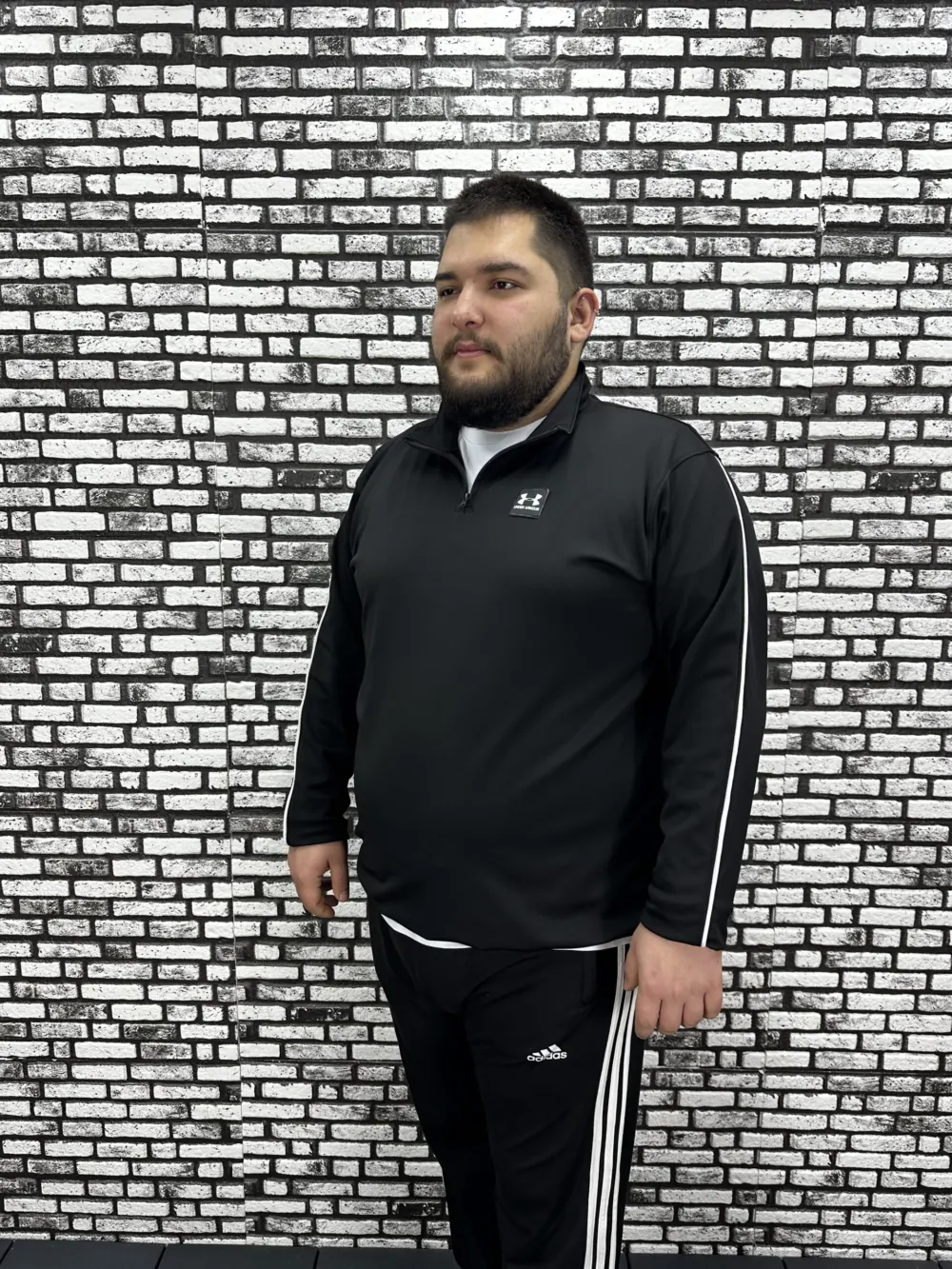 Dalgıç Kumaş Erkek Büyük Beden Yarım Fermuar Altı Lastikli Kauçuk Dikiş Sweat 2 Renk
