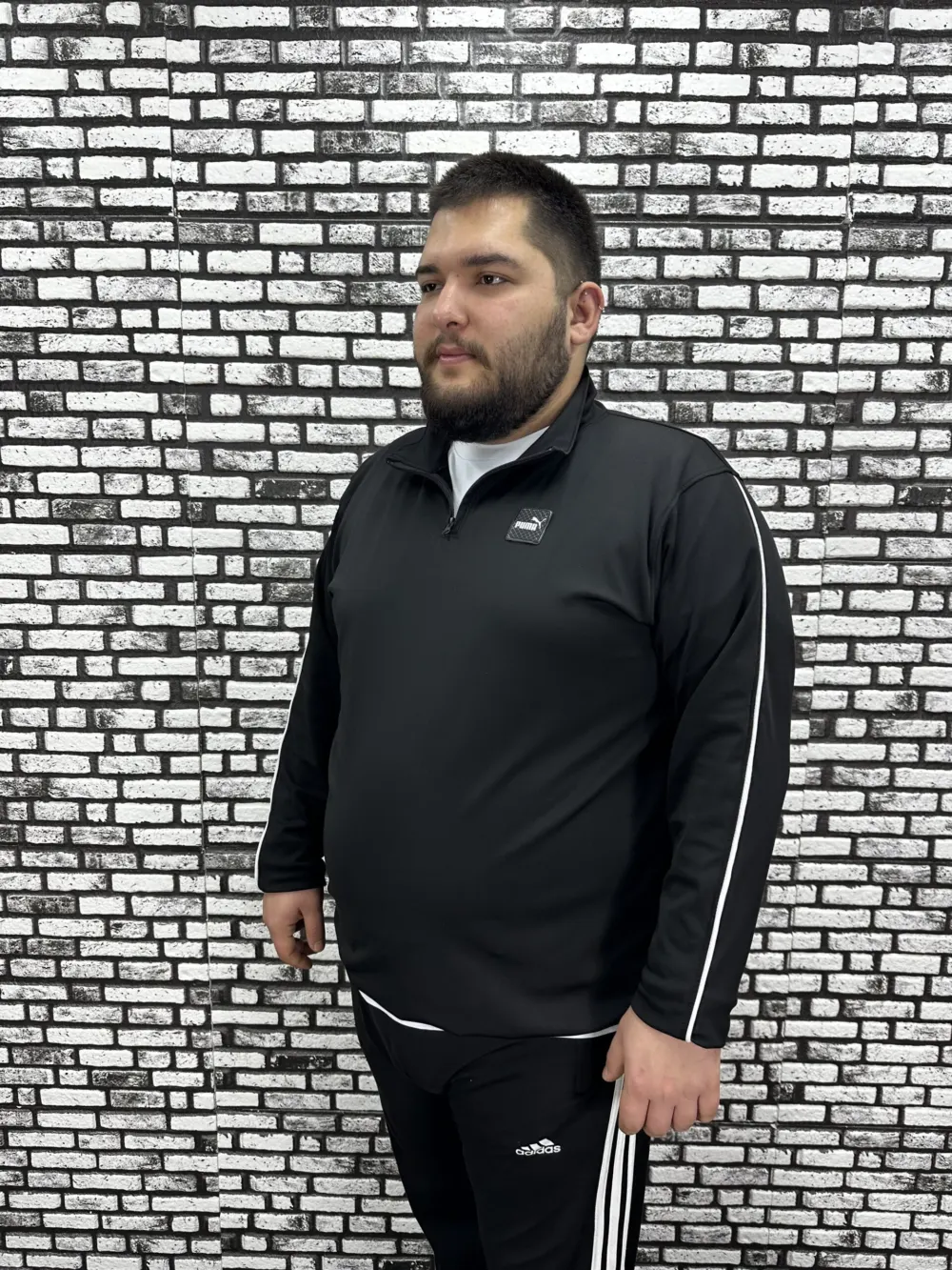 Dalgıç Kumaş Erkek Büyük Beden Yarım Fermuar Altı Lastikli Kauçuk Dikiş Sweat 2 Renk