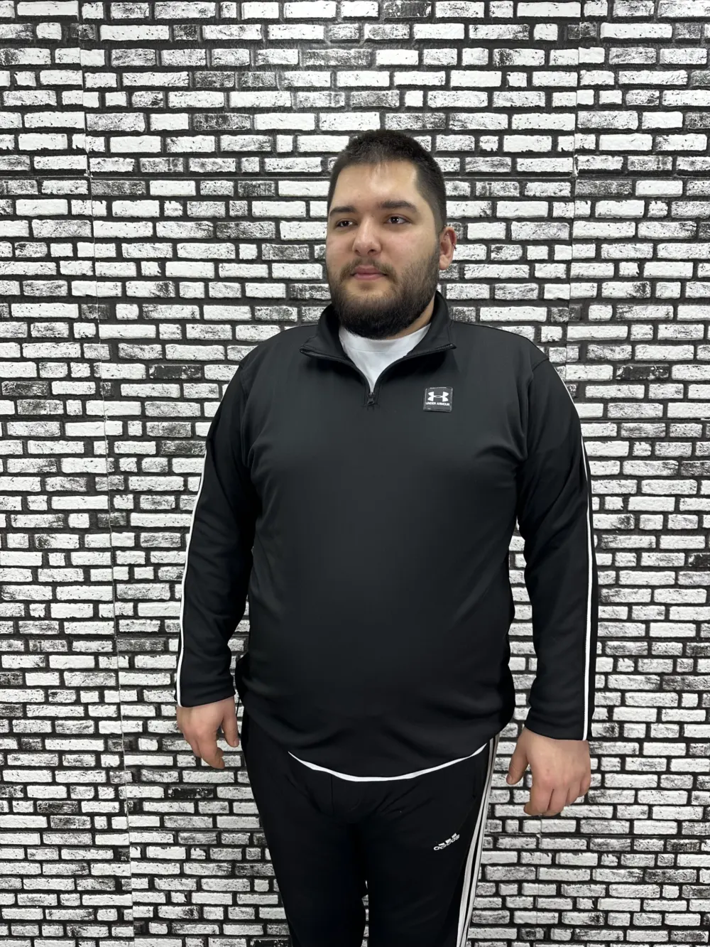 Dalgıç Kumaş Erkek Büyük Beden Yarım Fermuar Altı Lastikli Kauçuk Dikiş Sweat 2 Renk