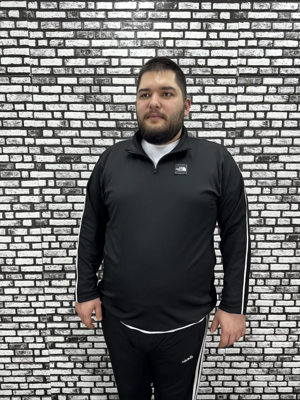 Dalgıç Kumaş Erkek Büyük Beden Yarım Fermuar Altı Lastikli Kauçuk Dikiş Sweat 2 Renk