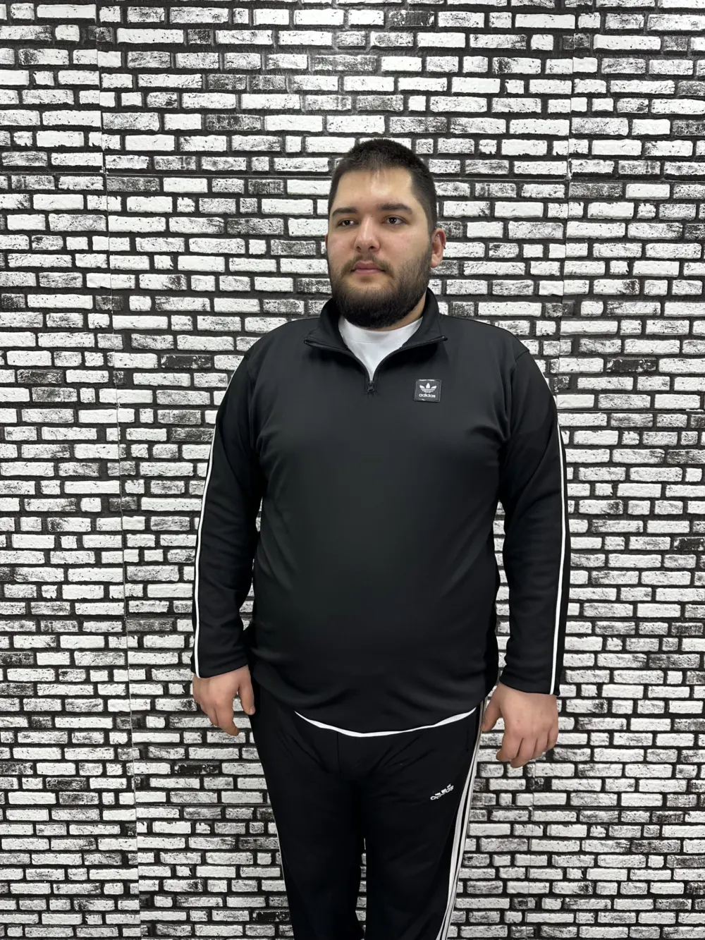Dalgıç Kumaş Erkek Büyük Beden Yarım Fermuar Altı Lastikli Kauçuk Dikiş Sweat 2 Renk