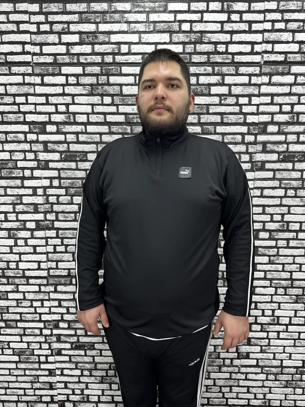Dalgıç Kumaş Erkek Büyük Beden Yarım Fermuar Altı Lastikli Kauçuk Dikiş Sweat 2 Renk
