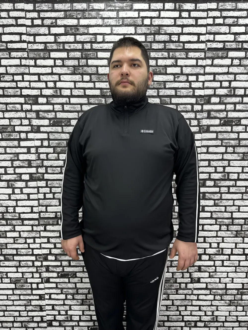 Dalgıç Kumaş Erkek Büyük Beden Yarım Fermuar Altı Lastikli Kauçuk Dikiş Sweat 2 Renk