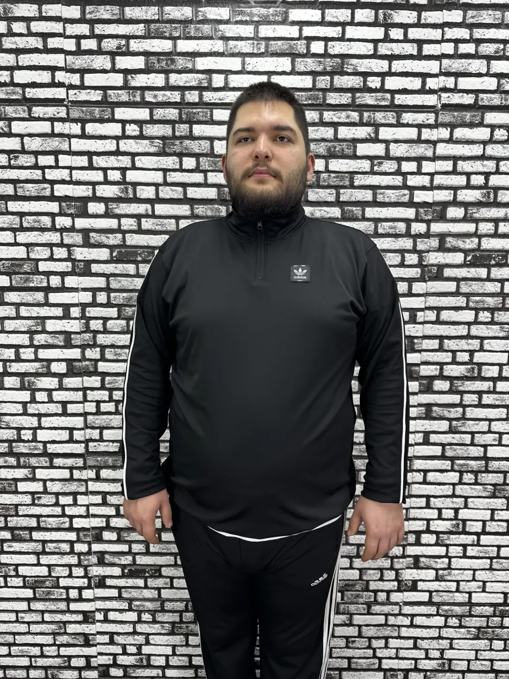 Dalgıç Kumaş Erkek Büyük Beden Yarım Fermuar Altı Lastikli Kauçuk Dikiş Sweat 2 Renk