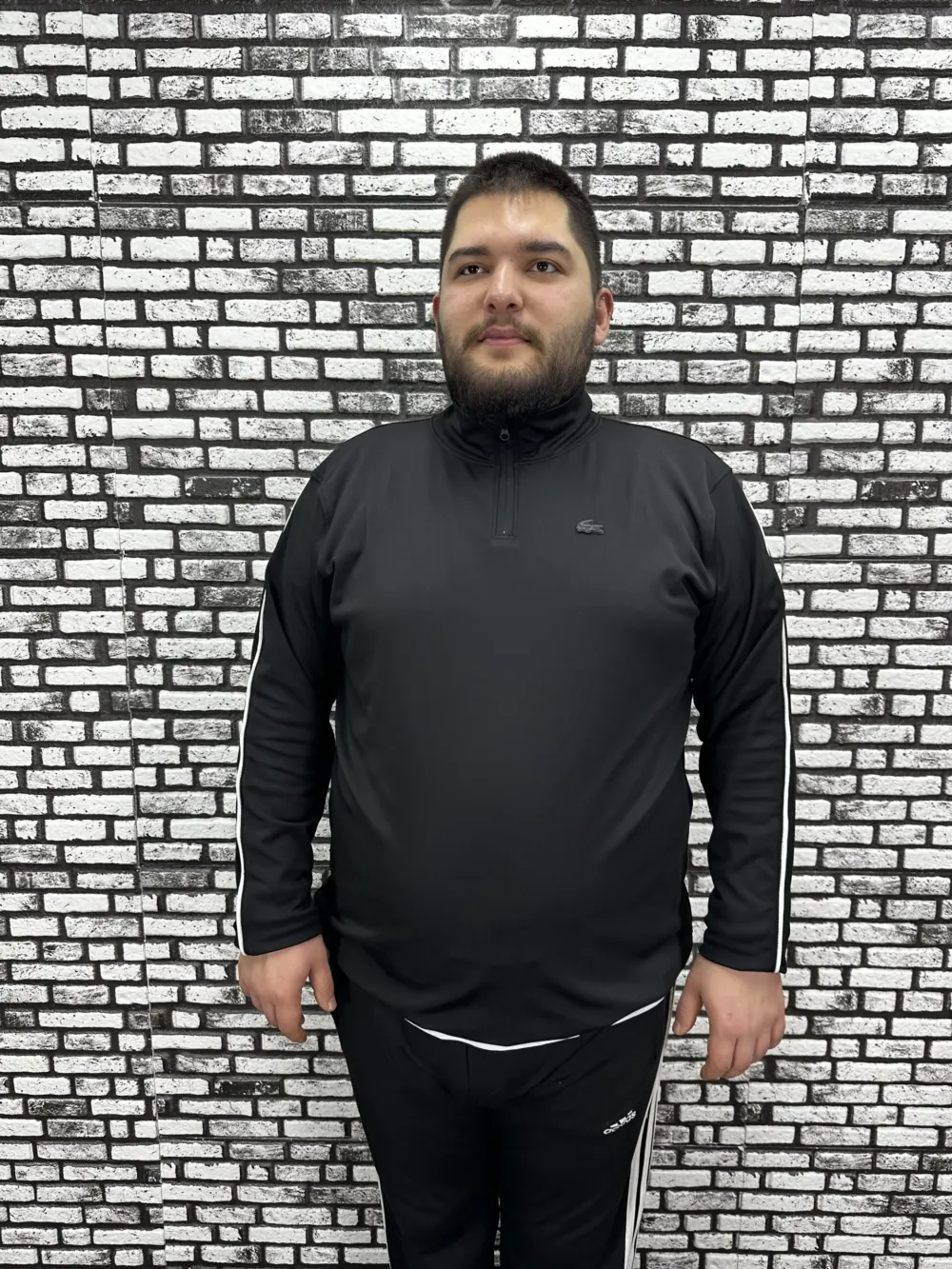 Dalgıç Kumaş Erkek Büyük Beden Yarım Fermuar Altı Lastikli Kauçuk Dikiş Sweat 2 Renk