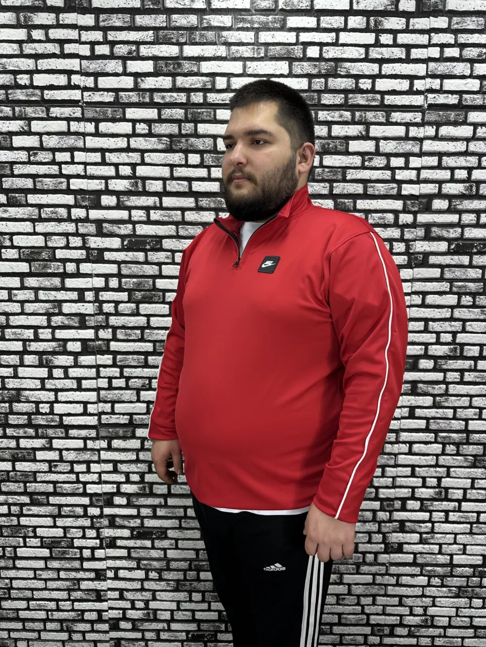 Dalgıç Kumaş Erkek Büyük Beden Yarım Fermuar Altı Lastikli Kauçuk Dikiş Sweat 2 Renk