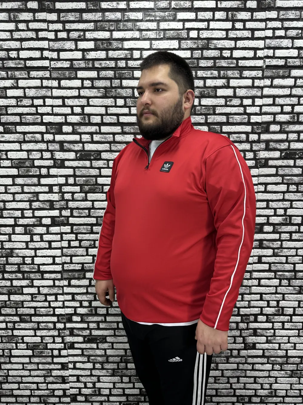 Dalgıç Kumaş Erkek Büyük Beden Yarım Fermuar Altı Lastikli Kauçuk Dikiş Sweat 2 Renk