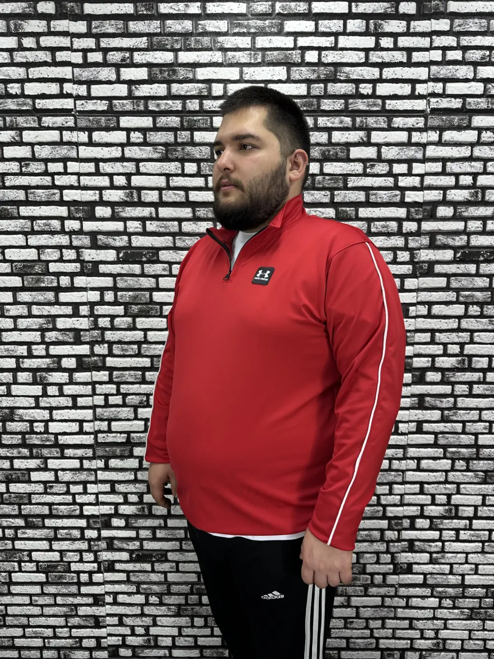 Dalgıç Kumaş Erkek Büyük Beden Yarım Fermuar Altı Lastikli Kauçuk Dikiş Sweat 2 Renk