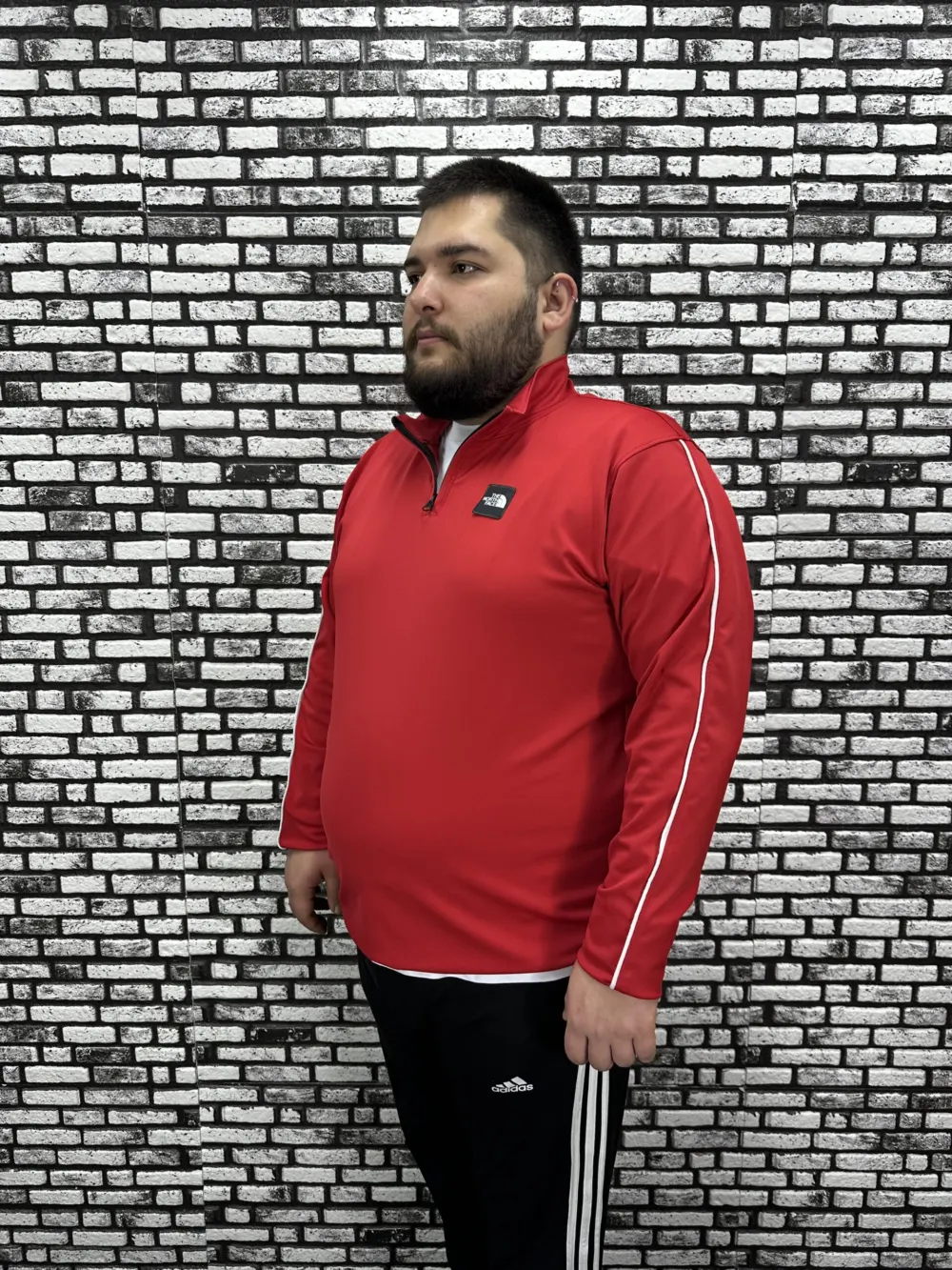 Dalgıç Kumaş Erkek Büyük Beden Yarım Fermuar Altı Lastikli Kauçuk Dikiş Sweat 2 Renk