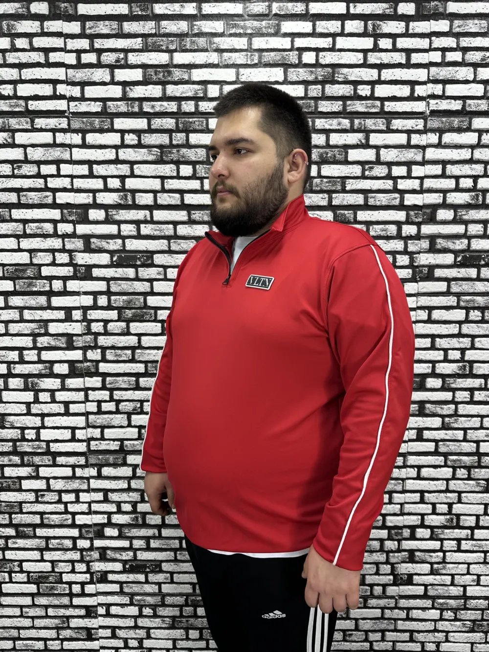 Dalgıç Kumaş Erkek Büyük Beden Yarım Fermuar Altı Lastikli Kauçuk Dikiş Sweat 2 Renk
