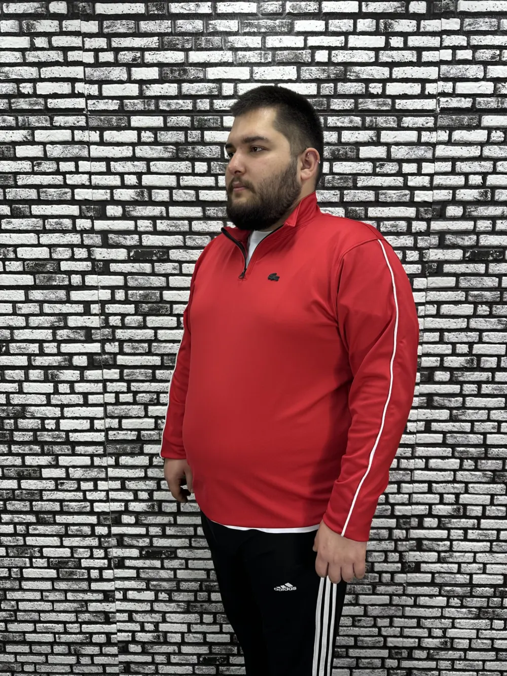 Dalgıç Kumaş Erkek Büyük Beden Yarım Fermuar Altı Lastikli Kauçuk Dikiş Sweat 2 Renk