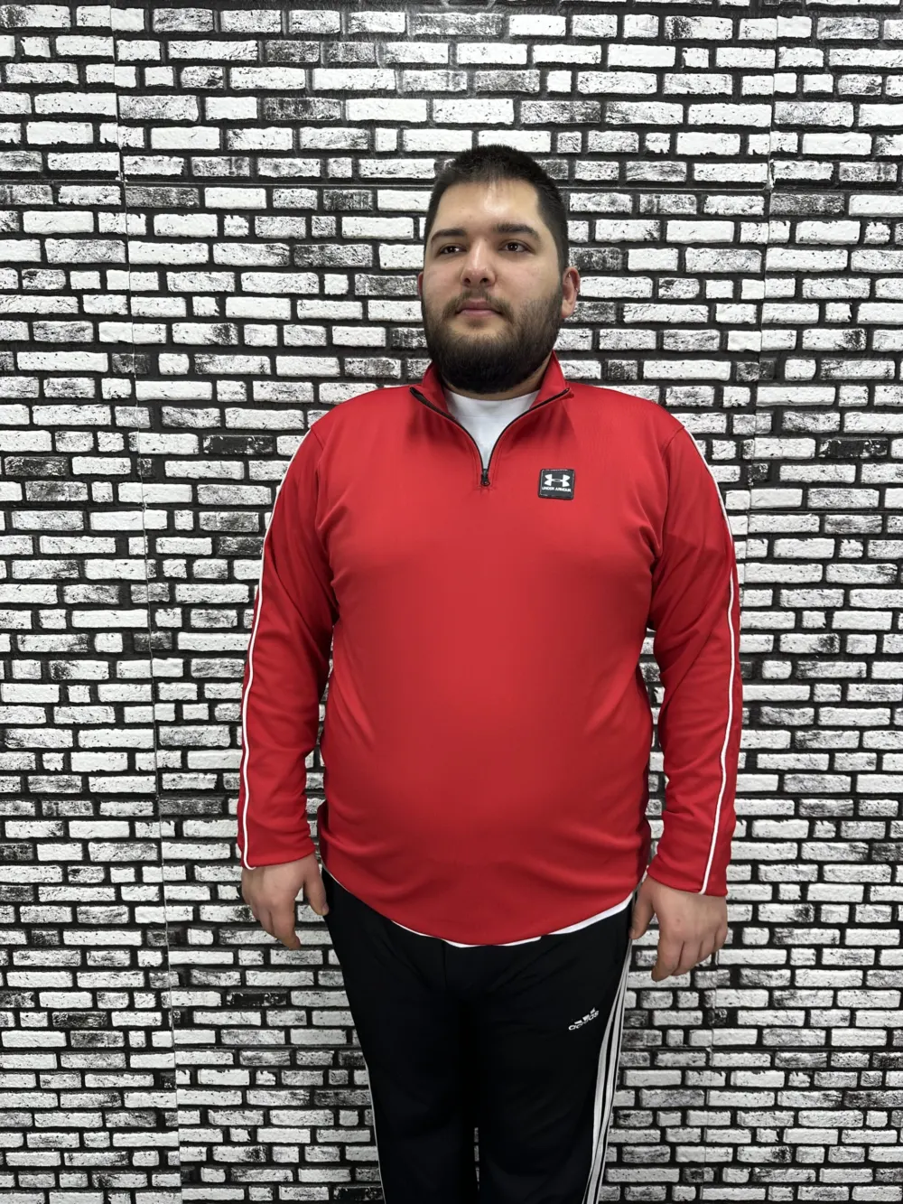 Dalgıç Kumaş Erkek Büyük Beden Yarım Fermuar Altı Lastikli Kauçuk Dikiş Sweat 2 Renk