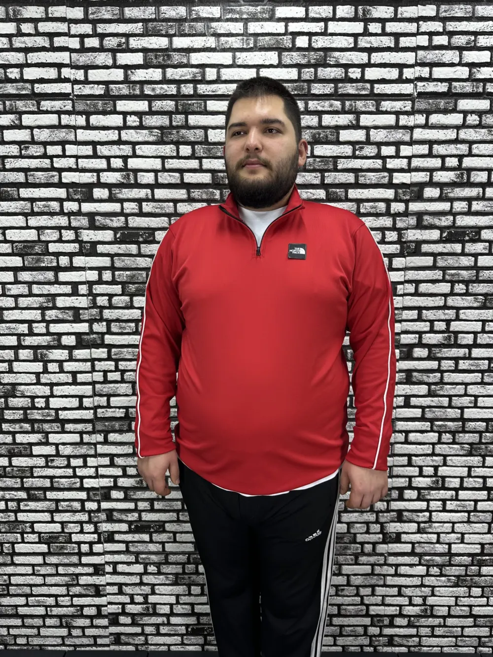 Dalgıç Kumaş Erkek Büyük Beden Yarım Fermuar Altı Lastikli Kauçuk Dikiş Sweat 2 Renk