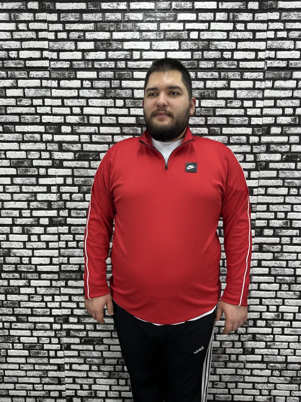 Dalgıç Kumaş Erkek Büyük Beden Yarım Fermuar Altı Lastikli Kauçuk Dikiş Sweat 2 Renk