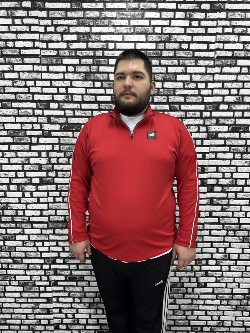 Dalgıç Kumaş Erkek Büyük Beden Yarım Fermuar Altı Lastikli Kauçuk Dikiş Sweat 2 Renk