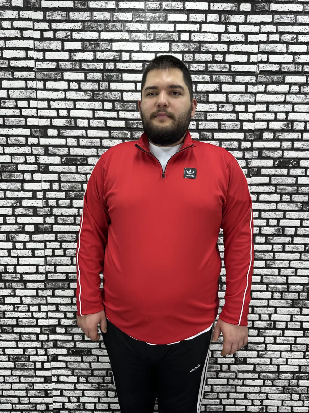 Dalgıç Kumaş Erkek Büyük Beden Yarım Fermuar Altı Lastikli Kauçuk Dikiş Sweat 2 Renk