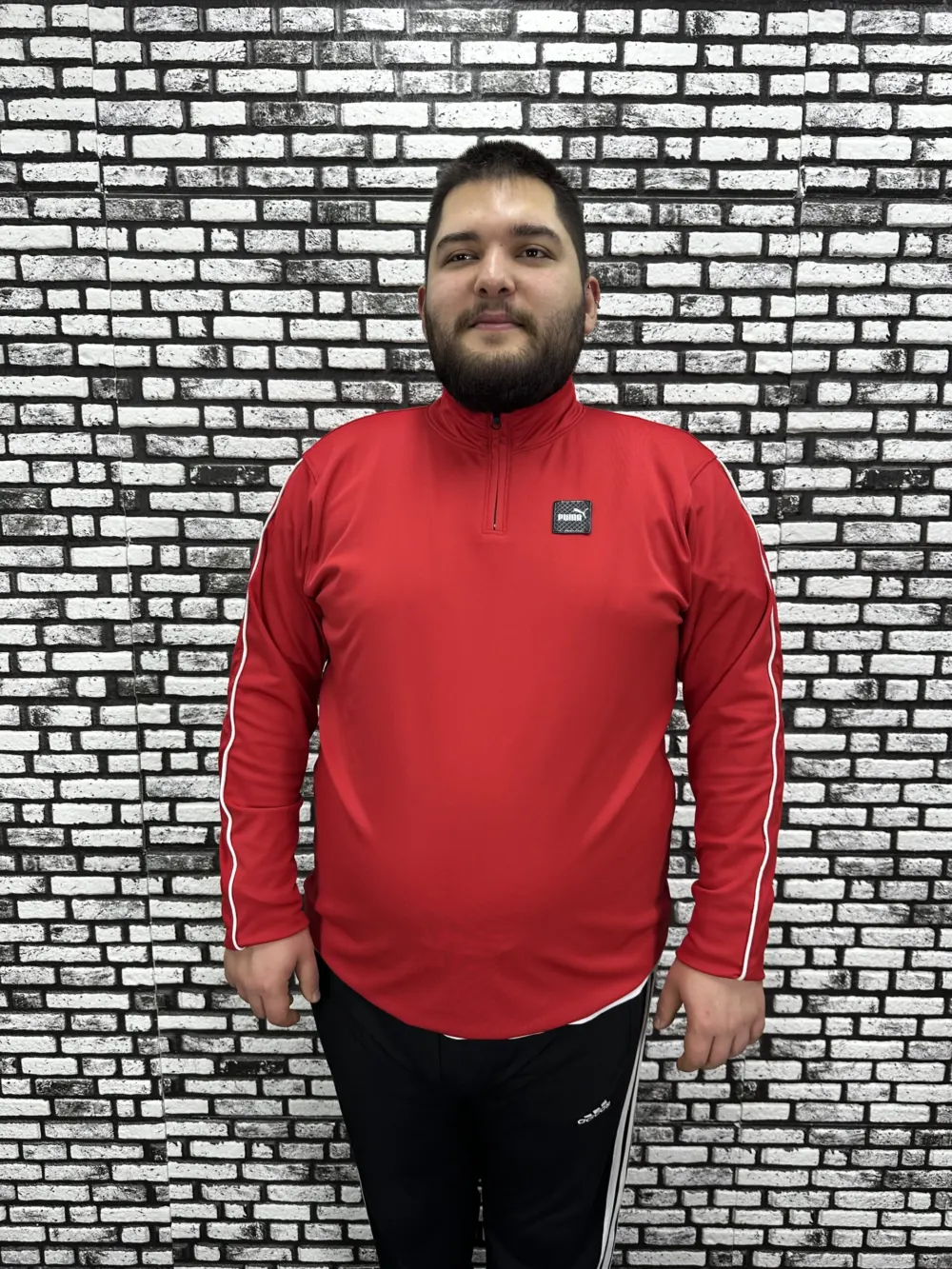 Dalgıç Kumaş Erkek Büyük Beden Yarım Fermuar Altı Lastikli Kauçuk Dikiş Sweat 2 Renk