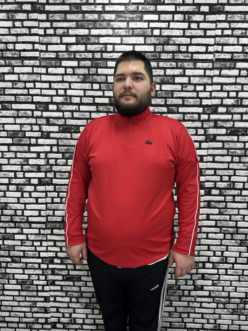 Dalgıç Kumaş Erkek Büyük Beden Yarım Fermuar Altı Lastikli Kauçuk Dikiş Sweat 2 Renk