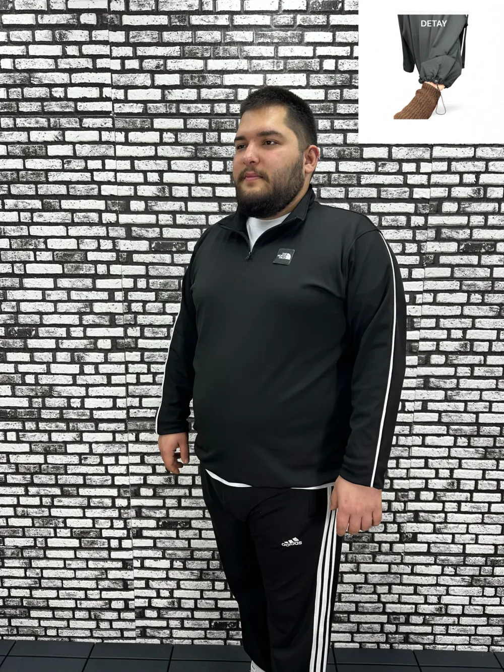 Dalgıç Kumaş Erkek Büyük Beden Yarım Fermuar Altı Lastikli Kauçuk Dikiş Sweat 2 Renk