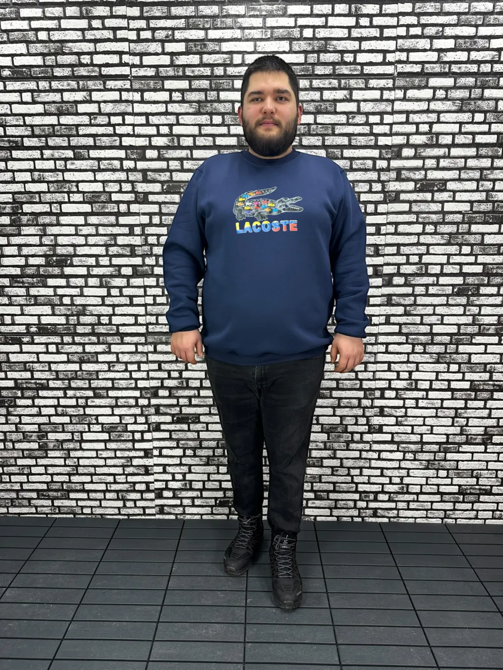 3 İplik Şardonlu Erkek Büyük Beden Yeni Sezon Sweat Kabartma Baskı 3 Renk