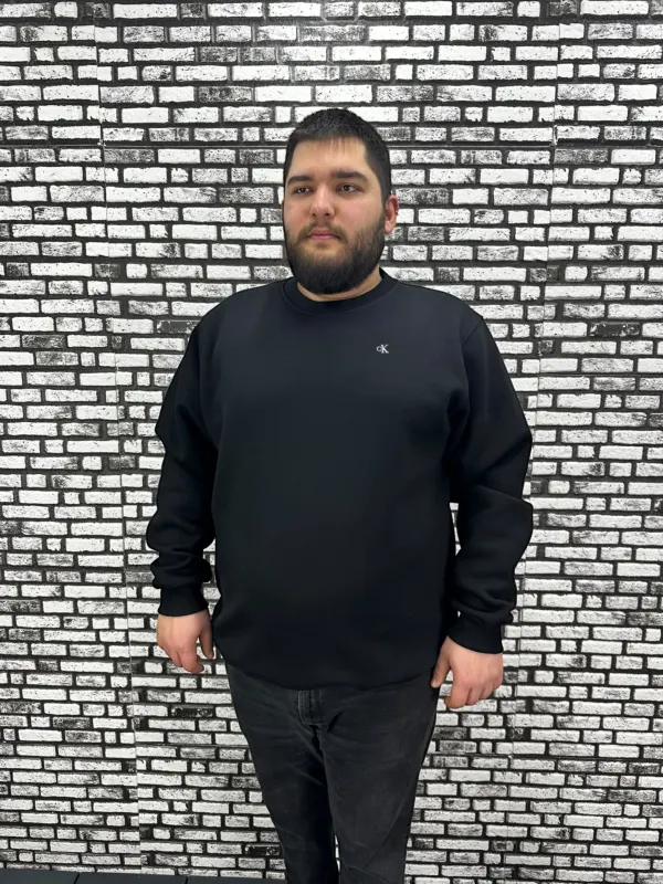 3 İplik Şardonlu Erkek Büyük Beden Yeni Sezon Sweat Kabartma Baskı 3 Renk