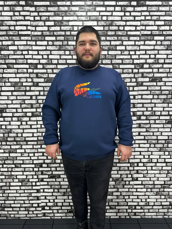 3 İplik Şardonlu Erkek Büyük Beden Yeni Sezon Sweat Kabartma Baskı 3 Renk