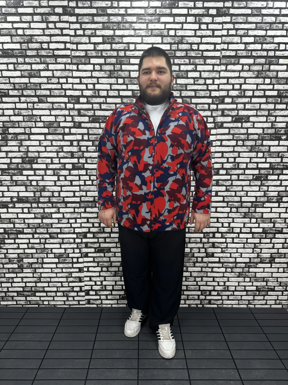 Büyük Beden Erkek Desenli Polar Hırka Modacho