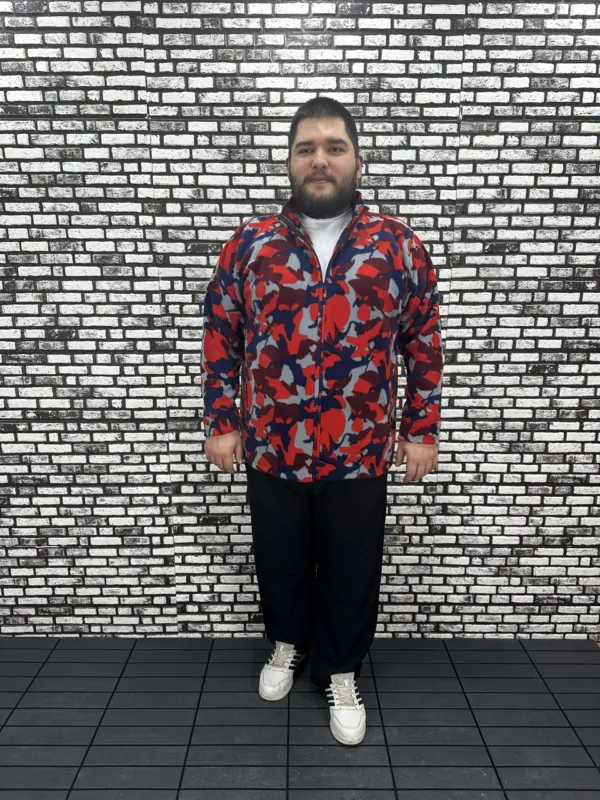 Büyük Beden Erkek Desenli Polar Hırka Modacho